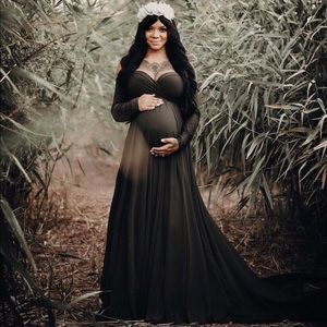 Dark Olive Maternity Gown